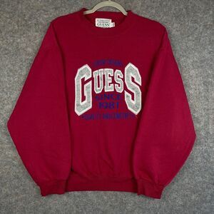 Vintage 90s GUESS Super Sportswear Mens Sweatshirt Pullover Red Size Large USA